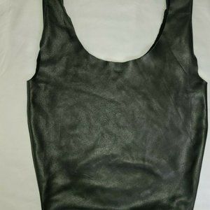 Baggu Black Leather Market Bag Purse Shopping Shoulder Bag Made in USA